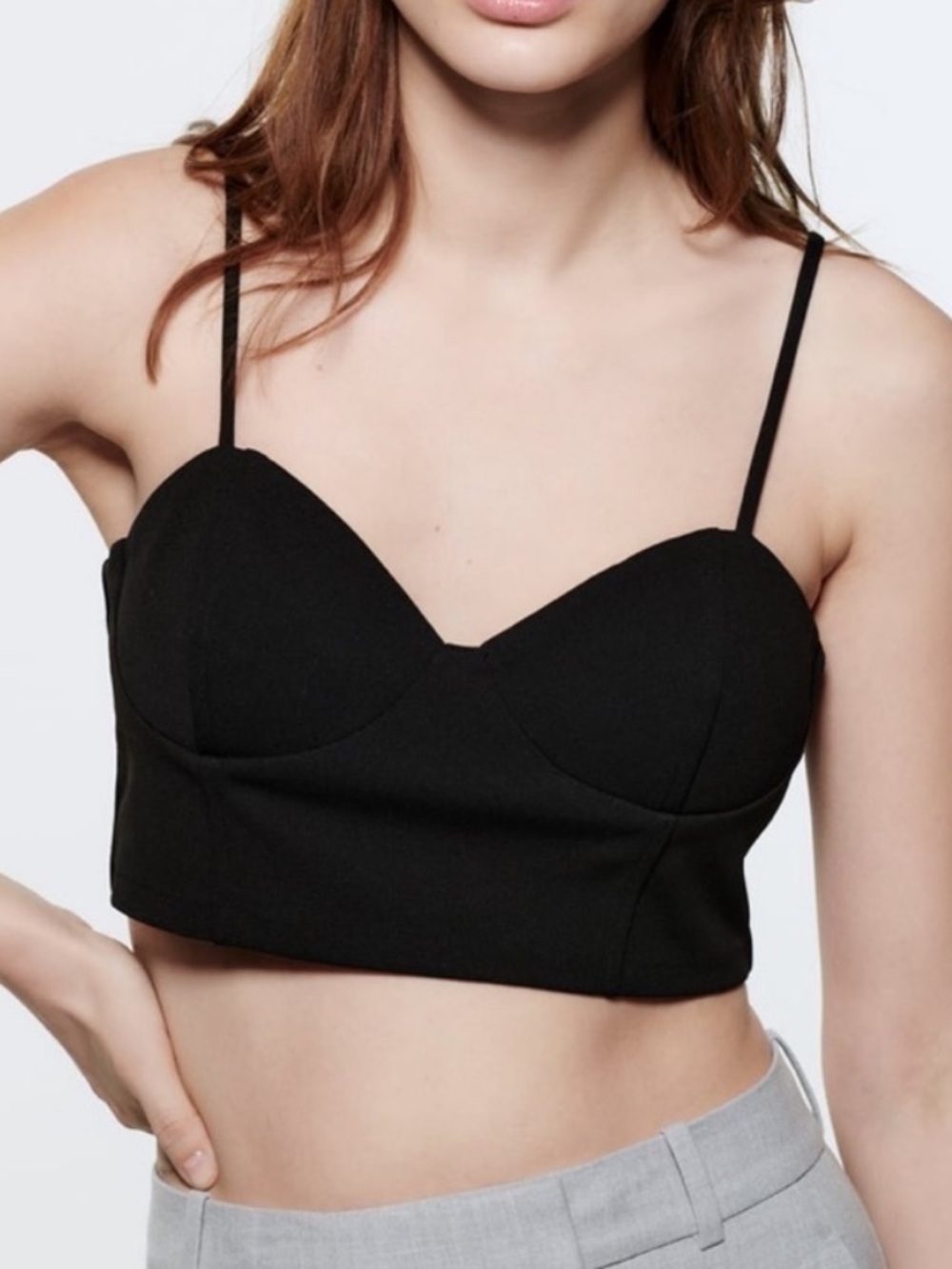 NWOT Zara cropped bustier top small black, Sz Medium